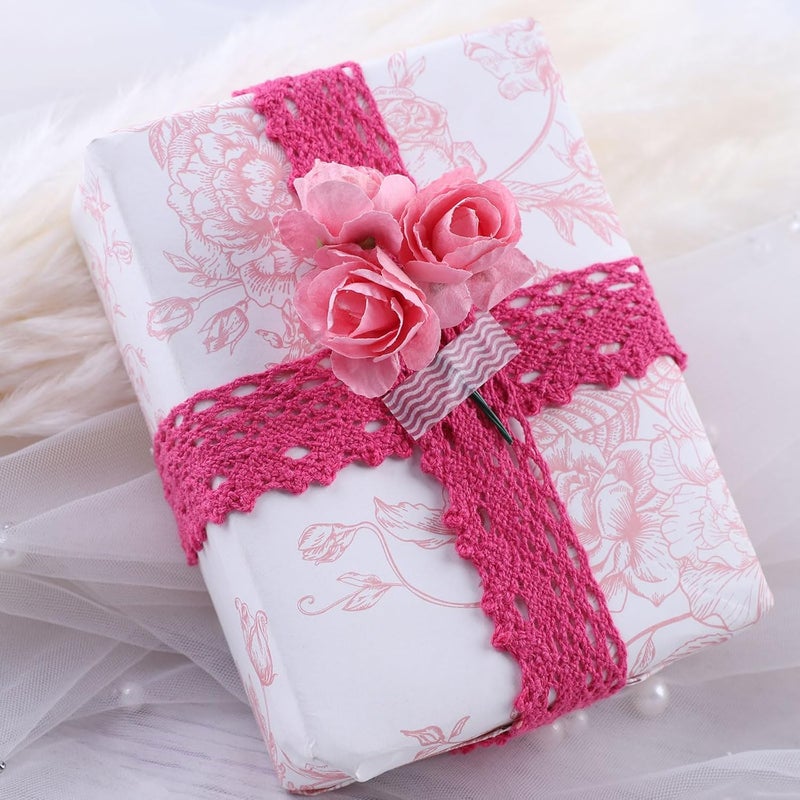 DYSHIPEN 20 Yards x 1 Inch Lace Ribbon Vintage Lace Trim Crochet Cotton Lace Edge for Christmas Package DIY Sewing Wedding Bridal Dress,Costume,Crafts and Sewing (Rose Red) - Image 5